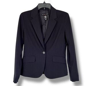 New York & Company Black Pinstripe One Button Blazer Size 4